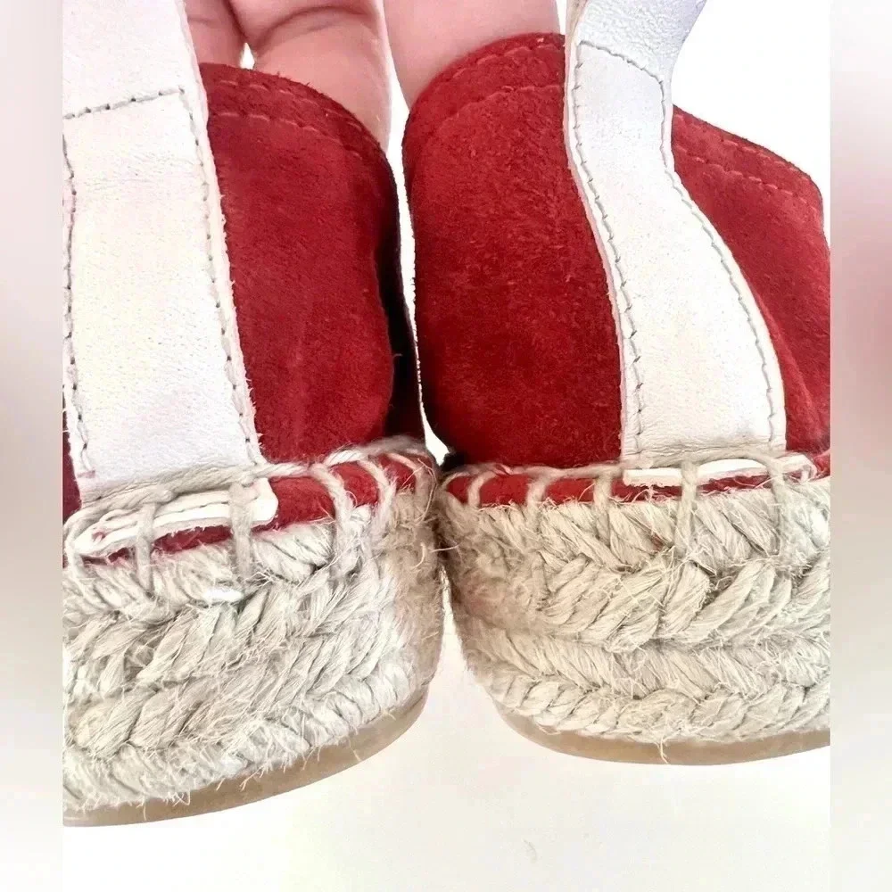 Maypol‎ Handmade in Spain Crimson Red Soft Suede Lace Up Espadrille Size 36